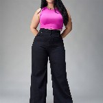 Miss Chase A+ Women Wide Leg High-Rise Stretchable Jeans