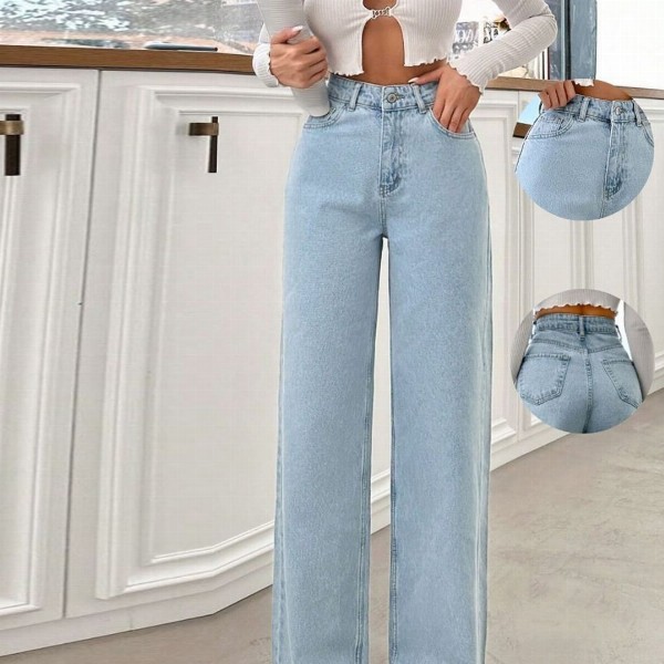NUCOUTHS Women Comfort Wide Leg Stretchable Jeans
