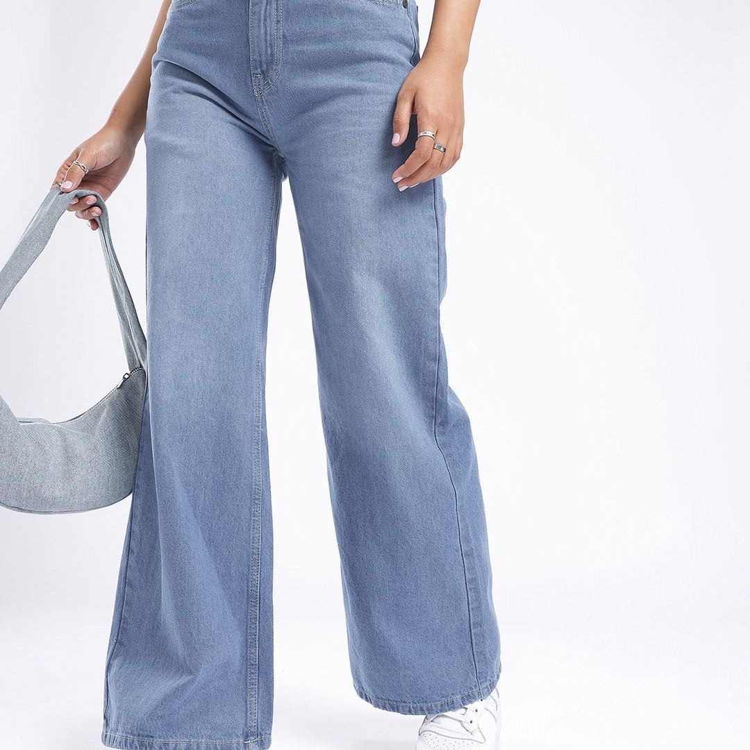 glitchez Women Wide Leg Light Fade Jeans