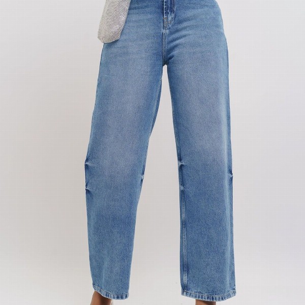 FREAKINS Women Straight Fit High-Rise Mildly Distressed Light Fade Cotton Jeans