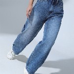 Hubberholme Women 90's baggy High-Rise Light Fade Jeans