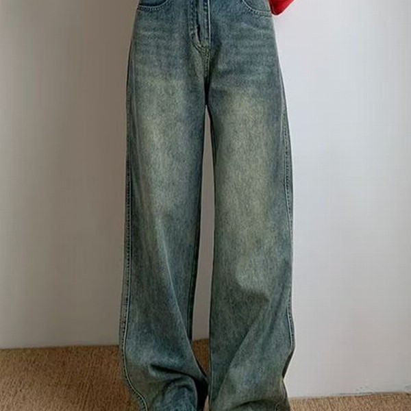 StyleCast Women Wide Leg High-Rise Heavy Fade Denim Jeans