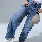 Hubberholme Women 90's baggy High-Rise Light Fade Jeans