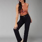 DOLCE CRUDO Women Straight Fit High-Rise Stretchable Jeans