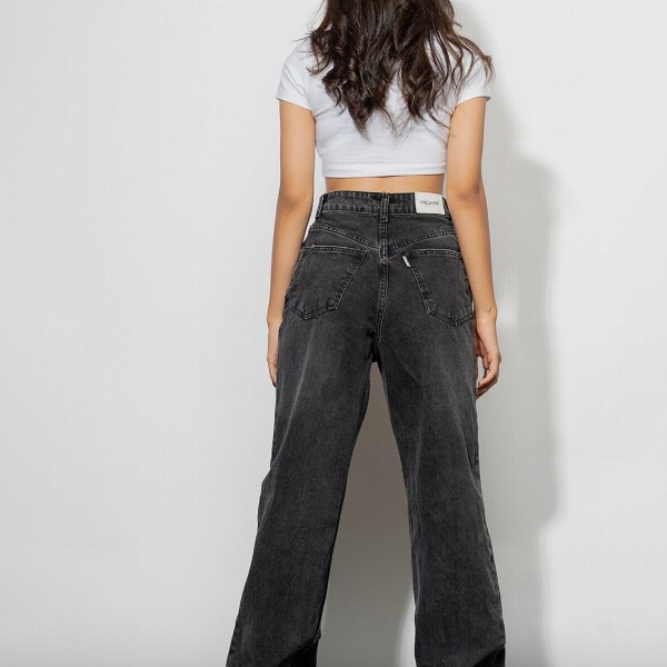 FREAKINS Charcoal Women Black High-Rise Straight Fit Jeans