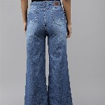 Roadster Women Blue Wide Leg Heavy Fade Stretchable Casual Jeans