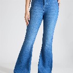 TARAMA Women Flared High Rise Clean Look Light Fade Stretchable Jeans