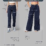 glitchez Women Retro Wide Leg Faded Jeans