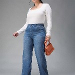Miss Chase A+ Women Plus Size Wide Leg Light Fade Stretchable Jeans