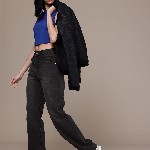 The Roadster Life Co. Women Straight Fit High-Rise Light Fade Stretchable Jeans