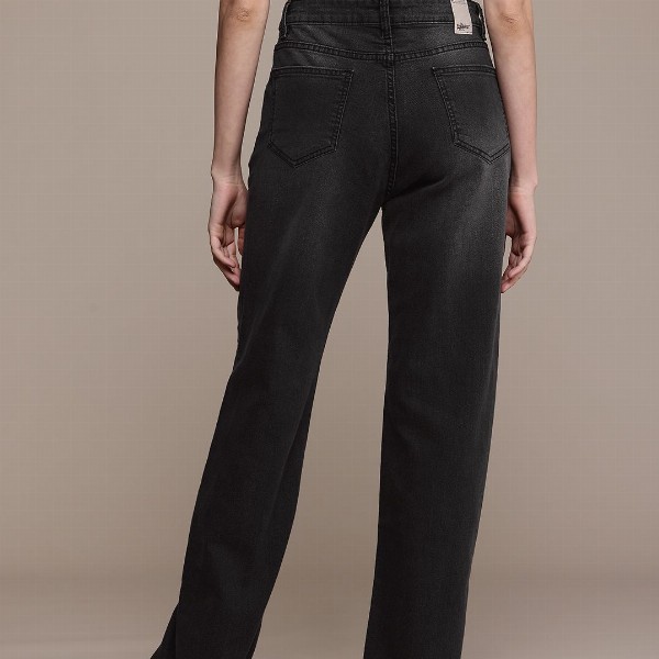 The Roadster Life Co. Women Straight Fit High-Rise Light Fade Stretchable Jeans