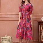 Claura Women Floral Printed Fit & Flare Midi Dress