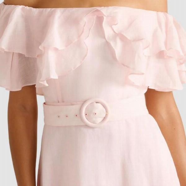 Forever New Women Off-Shoulder Flutter Sleeve Fit and Flare Midi Dress