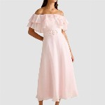 Forever New Women Off-Shoulder Flutter Sleeve Fit and Flare Midi Dress