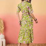 Sangria Floral Printed Pure Cotton Tiered Maxi Dress