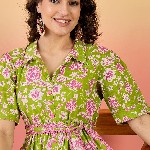 Sangria Floral Printed Pure Cotton Tiered Maxi Dress