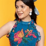 OCTICS Floral Printed Fit & Flare Dress