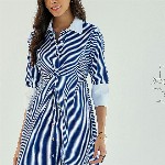 Pink Paprika by SASSAFRAS Striped A-Line Midi Cotton Dress