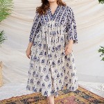 THE INDIAN ETHNIC CO Women Floral Print A-Line Midi Dress