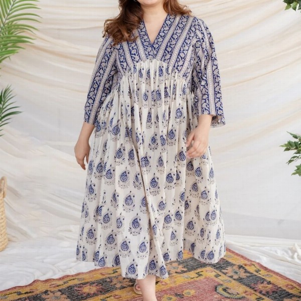 THE INDIAN ETHNIC CO Women Floral Print A-Line Midi Dress