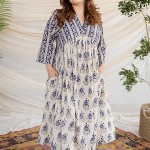 THE INDIAN ETHNIC CO Women Floral Print A-Line Midi Dress