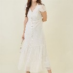 aayu Georgette Self Design A-Line Maxi Tiered Dress