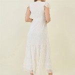 aayu Georgette Self Design A-Line Maxi Tiered Dress