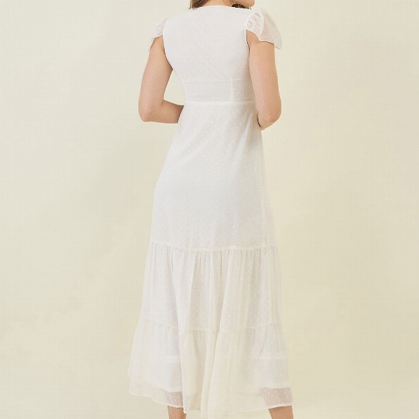 aayu Georgette Self Design A-Line Maxi Tiered Dress