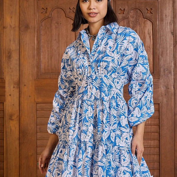 Pink Paprika by SASSAFRAS Floral Print Puff Sleeve Shirt Dress