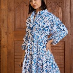 Pink Paprika by SASSAFRAS Floral Print Puff Sleeve Shirt Dress