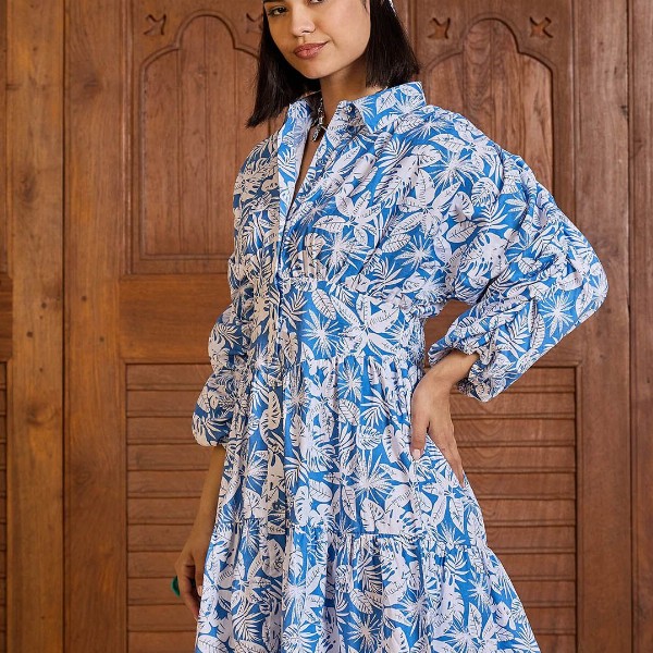 Pink Paprika by SASSAFRAS Floral Print Puff Sleeve Shirt Dress