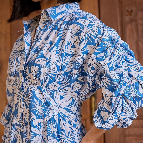 Pink Paprika by SASSAFRAS Floral Print Puff Sleeve Shirt Dress