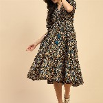 Azira Ethnic Motifs Printed Cotton Empire Midi Dress