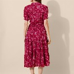 FLOWERVELLY Women Puff Sleeves Fit & Flare Midi Dress