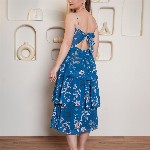 PURVAJA Women Floral Printed Layered Georgette Fit & Flare Midi Dress