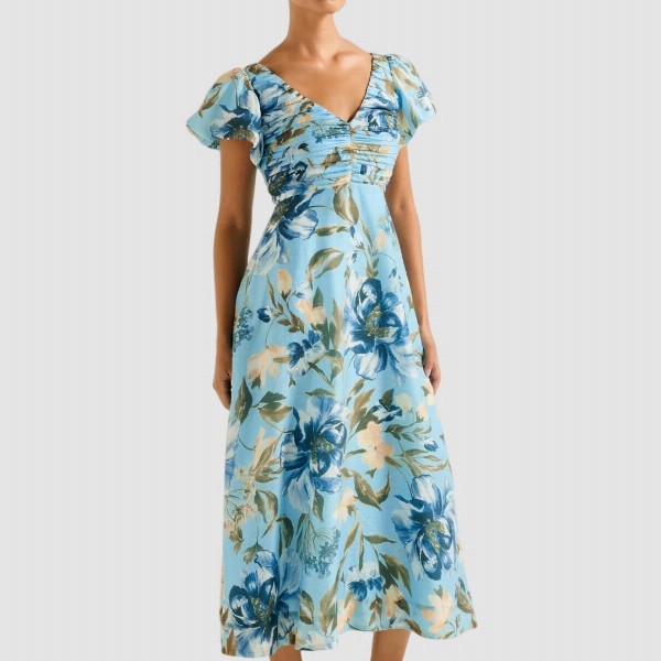 Forever New Women Floral Printed Gathered or Pleated A-Line Dress