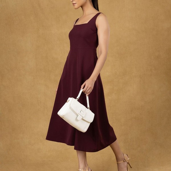 PowerSutra Solid Strappy Fit And Flared Dress