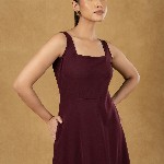 PowerSutra Solid Strappy Fit And Flared Dress