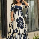 CORSICA Floral Printed Tie-Ups Detail Maxi Dress