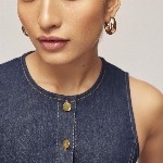 The Label Life Women Button Down Denim Sheath Midi Dress