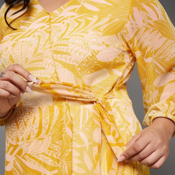 Miss Chase A+ Plus Size Floral Printed V-Neck Flared Maxi Dress