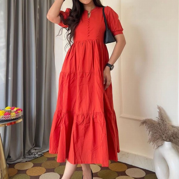 JAHIDA COMFORT WITH STYLE Women Solid Fit & Flare Midi Dress