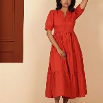 JAHIDA COMFORT WITH STYLE Women Solid Fit & Flare Midi Dress