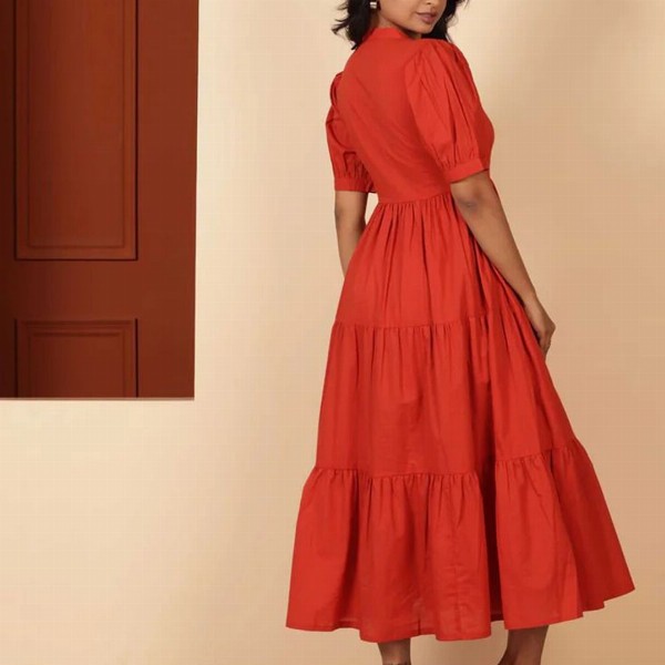 JAHIDA COMFORT WITH STYLE Women Solid Fit & Flare Midi Dress