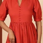 JAHIDA COMFORT WITH STYLE Women Solid Fit & Flare Midi Dress