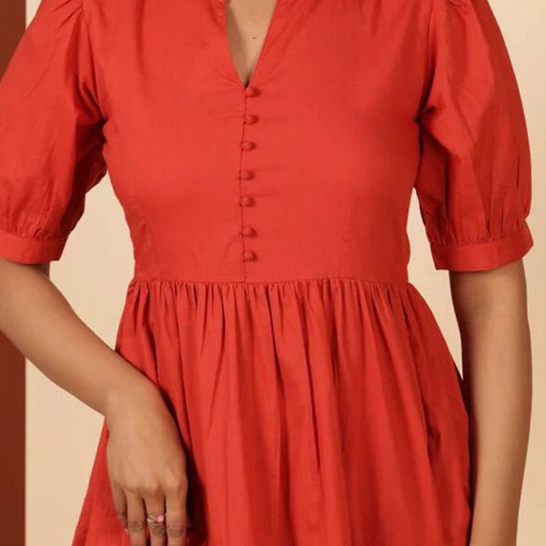 JAHIDA COMFORT WITH STYLE Women Solid Fit & Flare Midi Dress