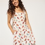 ONLY Print Linen Fit & Flare Mini Dress