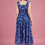 Deewa Floral Print Georgette Fit & Flare Maxi Dress