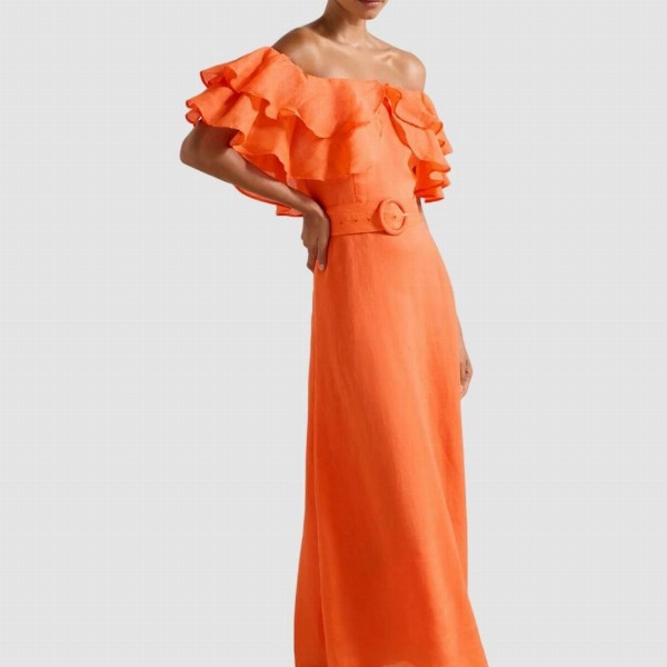 Forever New Women Off-Shoulder Flared Sleeve A-Line Midi Dress