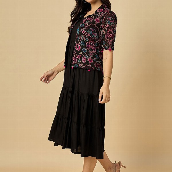 Azira Fit & Flare Midi Dress With Jacket